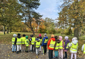 Dzieci obserwują jesienną przyrodę
