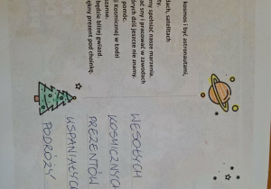 ozdobiona przez dzieci kartka świąteczna